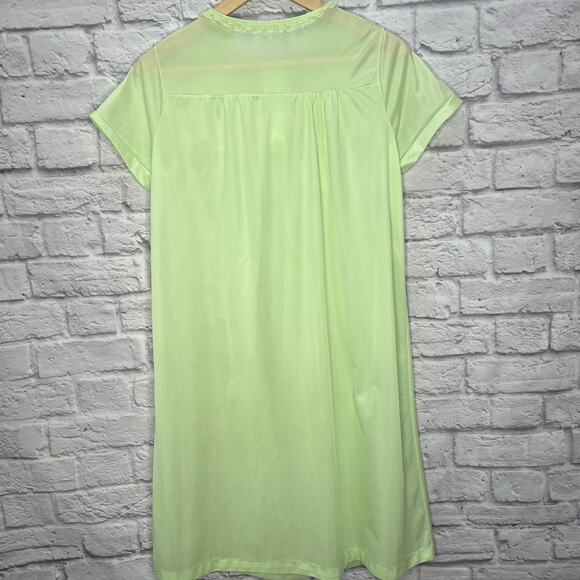Vintage Nancy King Short Nylon Satin Nightgown Mint Green Size M Floral - Picture 4 of 6